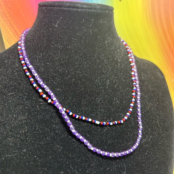 Elegant‎ Purple and Multicolor Beaded Necklace - Picture 1 of 6